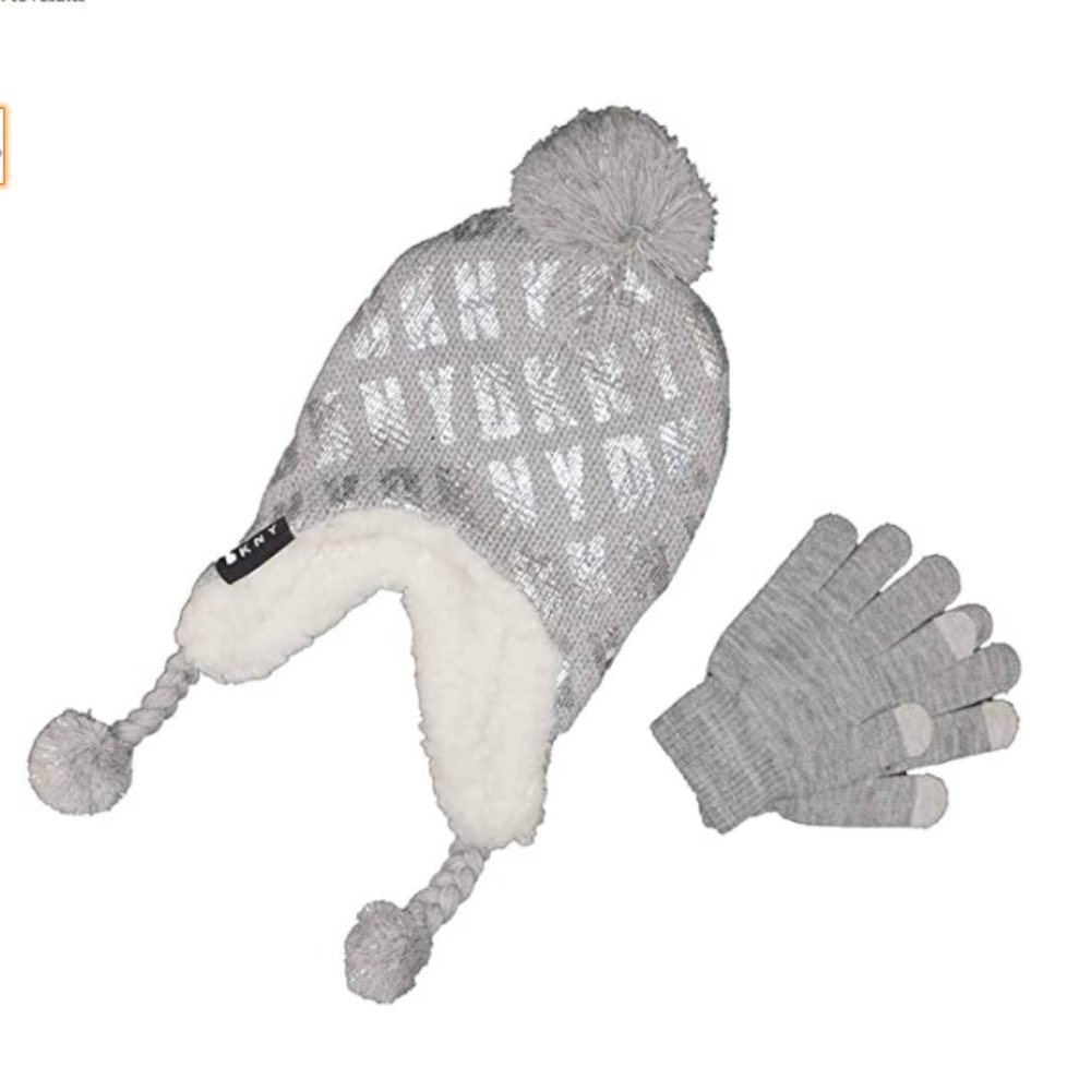 Metallic Logo Earflap Beanie w/TechTouch Glove set